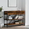 Image de vidaXL Table console avec tiroirs et étagères chêne fumé 833405