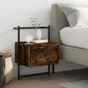 Image de vidaXL Table de chevet murale chêne fumé 35x30x51 cm cm 833447