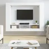 Image de Meuble TV blanc 152x22x113 cm bois d ingénierie