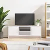 Image de Meuble TV blanc 102x30x37,5 cm bois d ingénierie