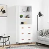 Image de vidaXL Buffet Haut, Armoire de Rangement avec Pieds, Meuble de Rangement, Organisateur Salon Salle de Séjour, Moderne, Blanc Bois d'Ingénierie 3189349