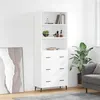 Image de vidaXL Buffet Haut, Armoire de Rangement avec Pieds, Meuble de Rangement, Organisateur Salon Salle de Séjour, Industriel, Blanc Bois d'Ingénierie