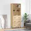 Image de vidaXL Buffet Haut, Armoire de Rangement avec Pieds, Meuble de Rangement, Organisateur Salon Salle de Séjour, Industriel, Chêne Sonoma Bois d'Ingénierie
