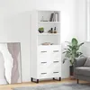 Image de vidaXL Buffet haut Blanc 69,5x34x180 cm Bois d'ingénierie 3189405