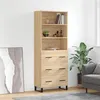 Image de vidaXL Buffet Haut, Armoire de Rangement avec Pieds, Meuble de Rangement, Organisateur Salon Salle de Séjour, Industriel, Chêne Sonoma Bois d'Ingénierie