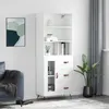 Image de vidaXL Buffet haut Blanc 69,5x34x180 cm Bois d'ingénierie 3189477