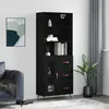 Image de vidaXL Buffet haut Noir 69,5x34x180 cm Bois d'ingénierie 3189478