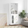 Image de vidaXL Buffet haut Blanc 69,5x34x180 cm Bois d'ingénierie 3189485