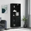 Image de vidaXL Buffet haut Noir 69,5x34x180 cm Bois d'ingénierie 3189502