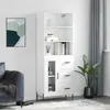 Image de vidaXL Buffet haut Blanc 69,5x34x180 cm Bois d'ingénierie 3189517