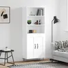 Image de vidaXL Buffet haut Blanc 69,5x34x180 cm Bois d'ingénierie 3189949