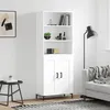 Image de vidaXL Buffet haut Blanc 69,5x34x180 cm Bois d'ingénierie 3189957