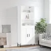 Image de vidaXL Buffet Haut, Armoire de Rangement avec Pieds, Meuble de Rangement, Organisateur Salon Salle de Séjour, Industriel, Blanc Bois d'Ingénierie