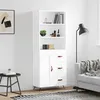 Image de vidaXL Buffet haut Blanc 69,5x34x180 cm Bois d'ingénierie 3189989