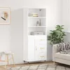 Image de vidaXL Buffet haut Blanc 69,5x34x180 cm Bois d'ingénierie 3189997