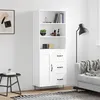 Image de vidaXL Buffet Haut, Armoire de Rangement avec Pieds, Meuble de Rangement, Organisateur Salon Salle de Séjour, Industriel, Blanc Bois d'Ingénierie 3190013