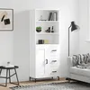 Image de vidaXL Buffet haut Blanc 69,5x34x180 cm Bois d'ingénierie 3190021
