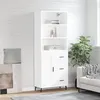 Image de vidaXL Buffet Haut, Armoire de Rangement avec Pieds, Meuble de Rangement, Organisateur Salon Salle de Séjour, Industriel, Blanc Bois d'Ingénierie