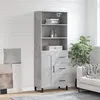 Image de vidaXL Buffet Haut, Armoire de Rangement avec Pieds, Meuble de Rangement, Organisateur Salon Salle de Séjour, Industriel, Gris Béton Bois d'Ingénierie