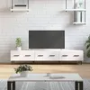 Image de Meuble TV blanc brillant 150x36x30 cm bois d ingénierie
