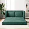 Image de vidaXL Canapé-lit 2 en 1 vert foncé 122x204x55 cm velours