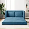 Image de vidaXL Canapé-lit 2 en 1 bleu 122x204x55 cm velours