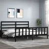 Image de vidaXL Bedframe met hoofdbord massief hout zwart 200x200 cm3191930