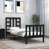 Image de vidaXL Bedframe met hoofdbord massief hout zwart3191935