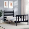 Image de vidaXL Bedframe met hoofdbord massief hout zwart3192000