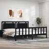 Image de vidaXL Bedframe met hoofdbord massief hout zwart 200x200 cm3192190