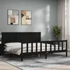 Image de vidaXL Bedframe met hoofdbord massief hout zwart 200x200 cm3192645