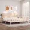 Image de vidaXL Cadre de lit avec tête de lit super king bois massif, lit, mobilier de chambre à coucher, lit en bois, lit double, cadre de lit en bois
