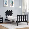 Image de vidaXL Bedframe met hoofdbord massief hout zwart3193430