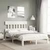 Image de vidaXL Bedframe met hoofdbord massief hout wit3193567