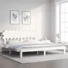 Image de vidaXL Cadre de lit avec tête de lit blanc 200x200 cm bois massif, lit, meuble de chambre à coucher, lit en bois, lit double, cadre de lit en bois