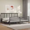 Image de vidaXL Bedframe met hoofdbord massief hout grijs 200x200 cm3193878