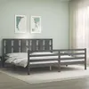 Image de vidaXL Bedframe met hoofdbord massief hout grijs 200x200 cm3194138