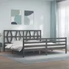 Image de vidaXL Bedframe met hoofdbord massief hout grijs 200x200 cm3194398