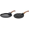 Image de SET DE POÊLES Westinghouse - Poêle à crêpe 26 CM + 28 CM - Crêpière - bois de marbre noir