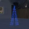 Image de vidaXL Sapin de Noël à LED sur mât de drapeau 200 LED bleu 180 cm, décoration de Noël, lumière LED, lumière de Noël 358111