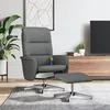 Image de vidaXL Fauteuil de massage, relaxation met voetenbank tissu gris foncé