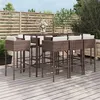 Image de vidaXL Ensemble de bar de jardin 9 pcs avec coussins marron poly rotin, ensemble de table de bar, table et chaise de bar, 3200650