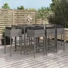 Image de vidaXL Ensemble de bar de jardin 9 pcs avec coussins gris poly rotin, ensemble de table de bar, table et chaise de bar, 3200654