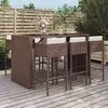 Image de vidaXL Ensemble de bar de jardin avec coussins 7 pcs marron poly rotin, ensemble de table de bar, table et chaise de bar, 3200663