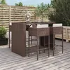 Image de vidaXL Ensemble de bar de jardin avec coussins 5 pcs marron poly rotin, ensemble de table de bar, table et chaise de bar, 3200666