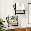 Image de vidaXL Étagères murales avec barres 2 pcs chêne sonoma 30x25x30 cm 836234