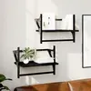 Image de vidaXL Étagères murales avec barres 2 pcs noir 40x25x30 cm 836238