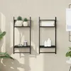 Image de vidaXL Étagères murales à 2 niveaux avec barres 2 pcs noir 30x25x65 cm 836253
