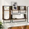 Image de vidaXL 4-delige Wandschappenset met stangen bewerkt hout gerookt eiken836310