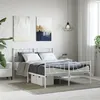 Image de Cadre de lit métal sans matelas et pied de lit blanc 120x190 cm